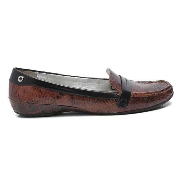 Marc Joseph Glossy Leather Loafers Snakeskin Print Flats Casual Shoes Reptile - Picture 3 of 13